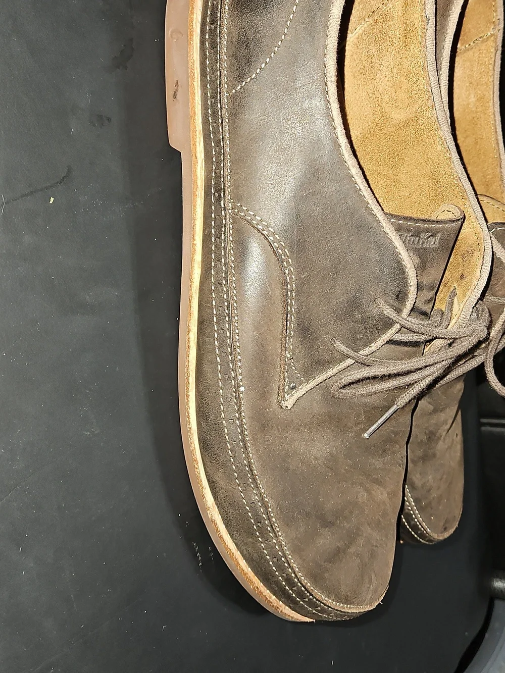 Olukai Honolulu Lace Men's Brown Leather Casual Shoes Size 11.5